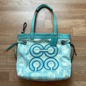 Coach Audrey Op Art Blue/Green Tote
